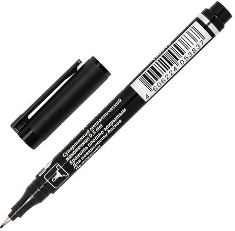 Маркер для CD и DVD BRAUBERG, ЧЕРНЫЙ, супертонкий металлический наконечник, 0,5 мм, 150512