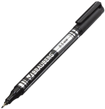 Маркер для CD и DVD BRAUBERG, ЧЕРНЫЙ, супертонкий металлический наконечник, 0,5 мм, 150512