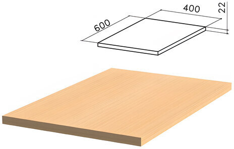 Крышка для тумбы приставной (код 640144) "Монолит", 400х600х22 мм, бук бавария, ТМ02.1