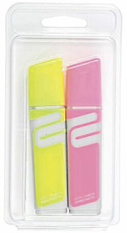 Текстовыделители НАБОР 2 шт. KOH-I-NOOR, ЖЕЛТЫЙ/РОЗОВЫЙ, линия 1-5 мм, блистер, 2226/2, 772226JB03BL