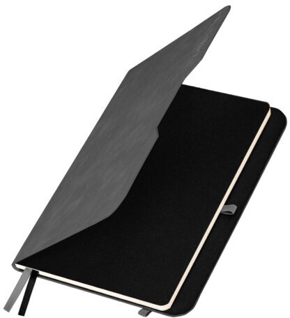 Ежедневник датированный 2025, А5, 151х213 мм, BRAUBERG "Note", под кожу, держатель для ручки, резинка-фиксатор, серый, 115933