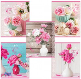 Тетрадь А5, 48 л., BRAUBERG, клетка, блестки, ПРЕКРАСНЫЕ ЦВЕТЫ, 403050