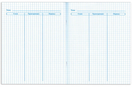 Тетрадь-словарь для записи английских слов А5 48 л., скоба, клетка, ЮНЛАНДИЯ, справка, 403566
