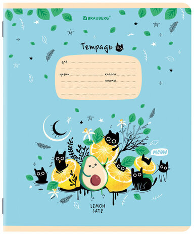 Тетради 12 л. КОМПЛЕКТ 10 шт. BRAUBERG, клетка, обложка картон, FRUITS AND ANIMALS, 106664