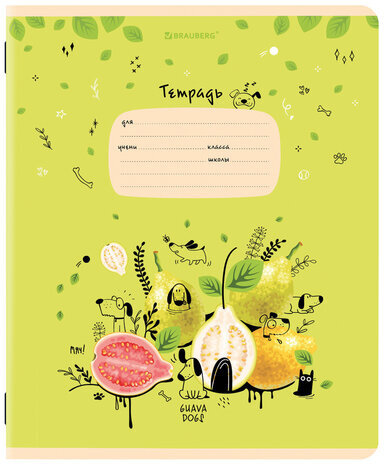 Тетради 12 л. КОМПЛЕКТ 10 шт. BRAUBERG, клетка, обложка картон, FRUITS AND ANIMALS, 106664