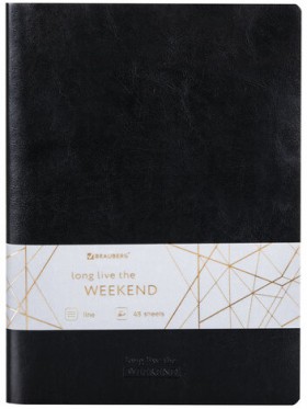 Тетрадь 48 л. в линию обложка гладкий кожзам, сшивка, A5 (147х210мм), ЧЕРНЫЙ, BRAUBERG VIVA, 403895