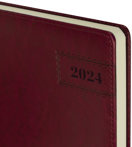 Ежедневник датированный 2024 БОЛЬШОЙ ФОРМАТ 210х297 мм А4, BRAUBERG "Imperial", под кожу, бордо, 114780