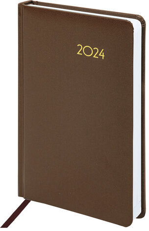 Ежедневник датированный 2024 А5 138x213 мм BRAUBERG "Select", балакрон, коричневый, 114880