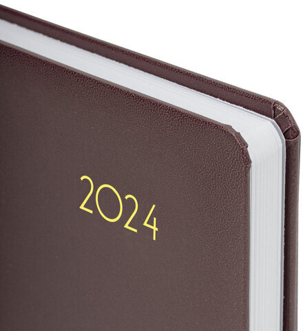 Ежедневник датированный 2024 А5 138x213 мм BRAUBERG "Select", балакрон, коричневый, 114880