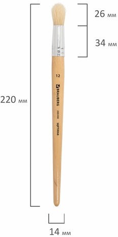 Кисть BRAUBERG, щетина, круглая, № 12, 200200