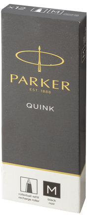 Стержень для ручки-роллера PARKER "Quink RB", металлический 116 мм, узел 0,7 мм, черный, 1950278