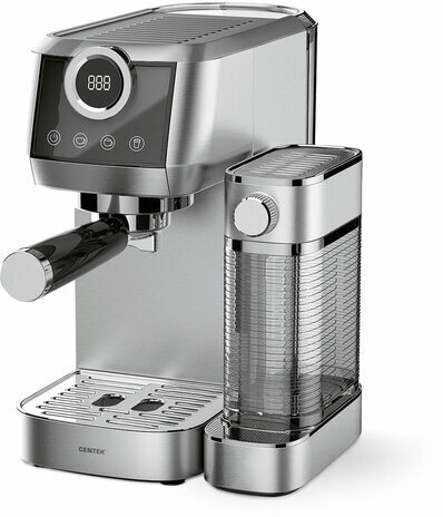 Кофеварка рожковая CENTEK CT-1170, 1350 Вт, объем 1,3 л, 20 бар, автоматический капучинатор, серая