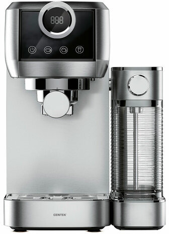 Кофеварка рожковая CENTEK CT-1170, 1350 Вт, объем 1,3 л, 20 бар, автоматический капучинатор, серая