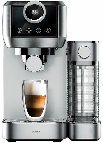 Кофеварка рожковая CENTEK CT-1170, 1350 Вт, объем 1,3 л, 20 бар, автоматический капучинатор, серая