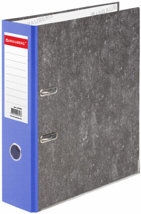 Папка-регистратор BRAUBERG, фактура стандарт, с мраморным покрытием, 75 мм, синий корешок, 220989