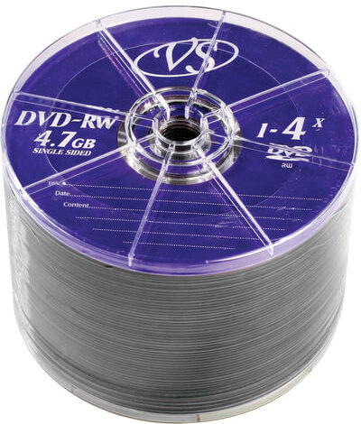 Диски DVD-RW VS 4,7 Gb 4x, КОМПЛЕКТ 50 шт., Bulk, VSDVDRWB5001