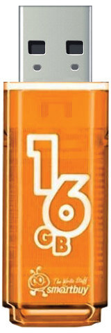 Флеш-диск 16 GB, SMARTBUY Glossy, USB 2.0, оранжевый, SB16GBGS-Or