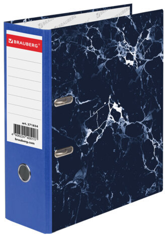 Папка-регистратор ШИРОКИЙ КОРЕШОК 90 мм, с мраморным покрытием, синяя, BRAUBERG, 271834