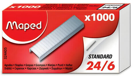 Скобы для степлера №24/6, 1000 штук, MAPED (Франция), до 20 листов, 324405