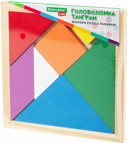 Головоломка развивающая деревянная "Танграм", 14х14 см, BRAUBERG KIDS, 665261