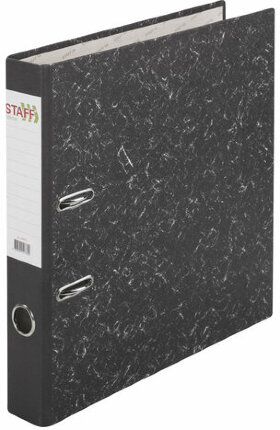 Папка-регистратор STAFF &quot;EVERYDAY&quot; с мраморным покрытием, 50 мм, без уголка, черный корешок, 224615