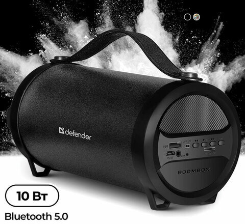 Колонка портативная DEFENDER G24, 1.0, 10 Вт, Bluetooth, FM-тюнер, microSD, чёрная, 65124