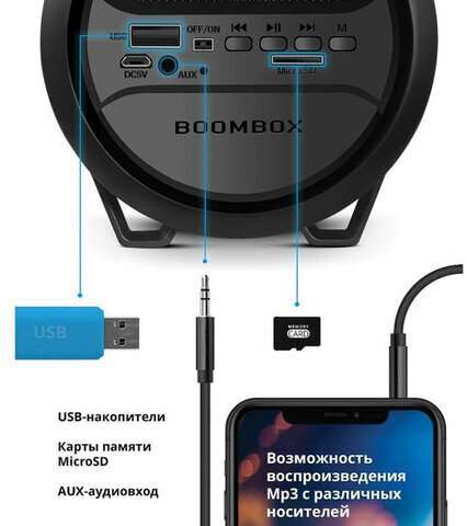 Колонка портативная DEFENDER G24, 1.0, 10 Вт, Bluetooth, FM-тюнер, microSD, чёрная, 65124