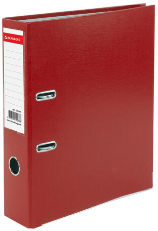 Папка-регистратор, покрытие пластик, 75 мм, ПРОЧНАЯ, с уголком, BRAUBERG, красная, 226598