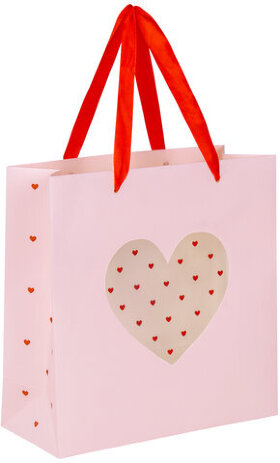 Пакет подарочный 20х20х8 см ЗОЛОТАЯ СКАЗКА &quot;With LOVE&quot;, с прозрачным окном, матовая ламинация, 608255