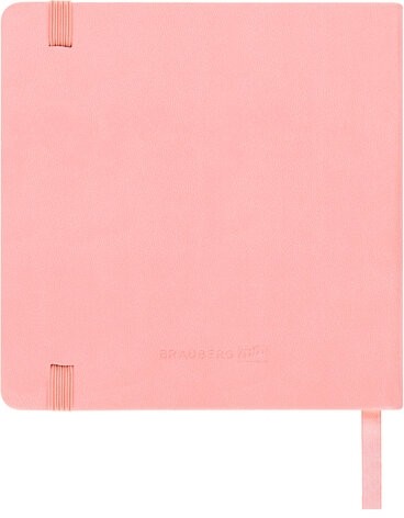 Скетчбук, слоновая кость 140 г/м2 120х120 мм, 80 л., КОЖЗАМ, резинка, BRAUBERG ART CLASSIC, пастель розовый, 116876