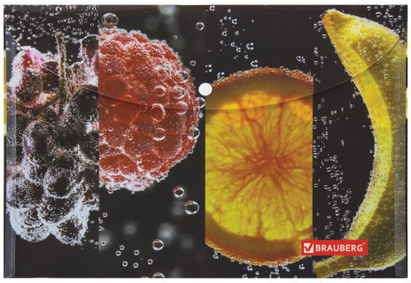 Папка-конверт с кнопкой BRAUBERG "FRESH ZONE", А4, 160 мкм, до 100 листов, цветная печать, 228034