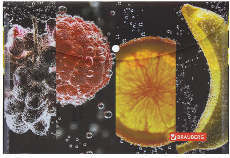 Папка-конверт с кнопкой BRAUBERG "FRESH ZONE", А4, 160 мкм, до 100 листов, цветная печать, 228034