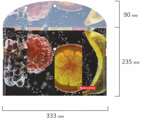 Папка-конверт с кнопкой BRAUBERG "FRESH ZONE", А4, 160 мкм, до 100 листов, цветная печать, 228034