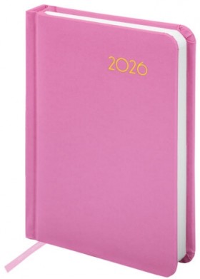 Ежедневник датированный 2026, МАЛЫЙ ФОРМАТ 100х150 мм, А6, BRAUBERG &quot;Select&quot;, балакрон, розовый, 117262