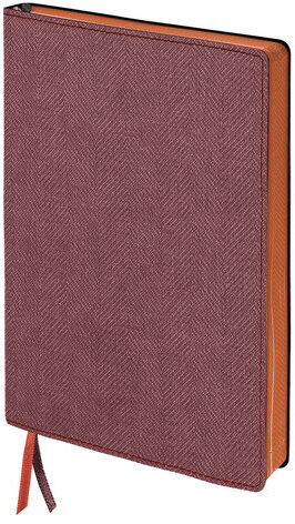 Блокнот А5 (148x213 мм), BRAUBERG "Tweed", 112 л., гибкий, под ткань, линия, бордовый, 110963