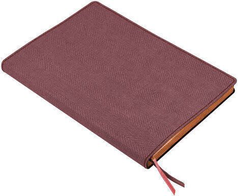 Блокнот А5 (148x213 мм), BRAUBERG "Tweed", 112 л., гибкий, под ткань, линия, бордовый, 110963