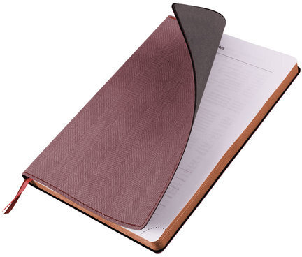 Блокнот А5 (148x213 мм), BRAUBERG "Tweed", 112 л., гибкий, под ткань, линия, бордовый, 110963