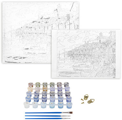 Картина по номерам 40х50 см, ОСТРОВ СОКРОВИЩ "Набережная", на подрамнике, акриловые краски, 3 кисти, 662463