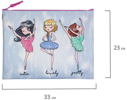 Папка для тетрадей BRAUBERG, А4, 1 отделение, полиэстер, на молнии, с ручкой, "Girls", 229407