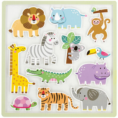 Наклейки обучающие тематические из EVA "Животные Африки", 20х40 см, многоразовые, ЮНЛАНДИЯ, 663770