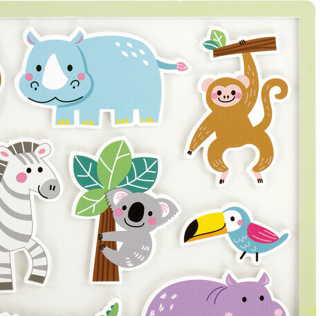 Наклейки обучающие тематические из EVA "Животные Африки", 20х40 см, многоразовые, ЮНЛАНДИЯ, 663770