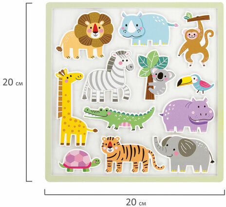 Наклейки обучающие тематические из EVA "Животные Африки", 20х40 см, многоразовые, ЮНЛАНДИЯ, 663770