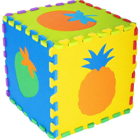 Коврик-пазл напольный 0,9х0,9 м мягкий "Фрукты-овощи", 9 частей 30х30 см, толщина 1 см, ЮНЛАНДИЯ, 664665