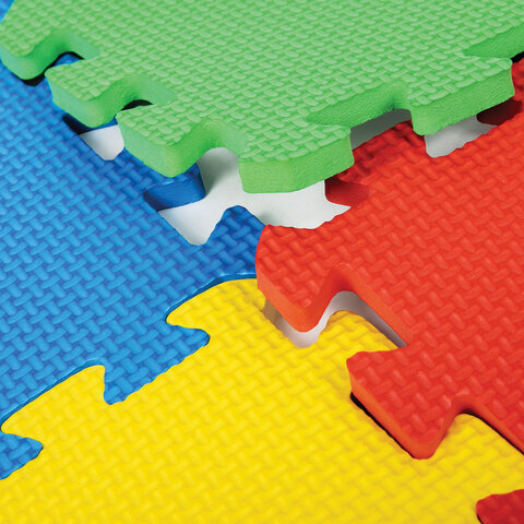 Коврик-пазл напольный 0,9х0,9 м мягкий "Фрукты-овощи", 9 частей 30х30 см, толщина 1 см, ЮНЛАНДИЯ, 664665