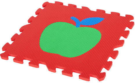 Коврик-пазл напольный 0,9х0,9 м мягкий "Фрукты-овощи", 9 частей 30х30 см, толщина 1 см, ЮНЛАНДИЯ, 664665