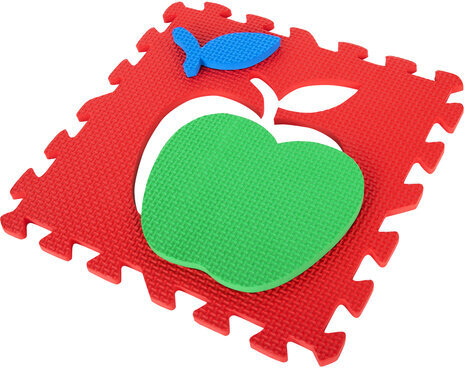 Коврик-пазл напольный 0,9х0,9 м мягкий "Фрукты-овощи", 9 частей 30х30 см, толщина 1 см, ЮНЛАНДИЯ, 664665