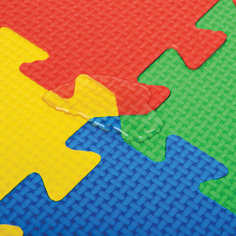 Коврик-пазл напольный 0,9х0,9 м мягкий "Фрукты-овощи", 9 частей 30х30 см, толщина 1 см, ЮНЛАНДИЯ, 664665