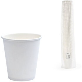 Одноразовые стаканы 250 мл, КОМПЛЕКТ 75 шт., бумажные однослойные, белые, холодное/горячее, ФОРМАЦИЯ, HB80-280-0000-75