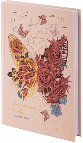 Ежедневник недатированный А5 (145х215 мм), ламинированная обложка с фольгой, 128 л., STAFF, "Butterfly", 113524