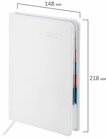 Ежедневник датированный 2023 А5 148х218 мм GALANT "White", под кожу, белый, 114172